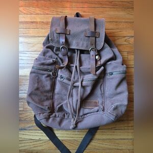 Gearonic Vintage Canvas & Leather Backpack Rucksack
